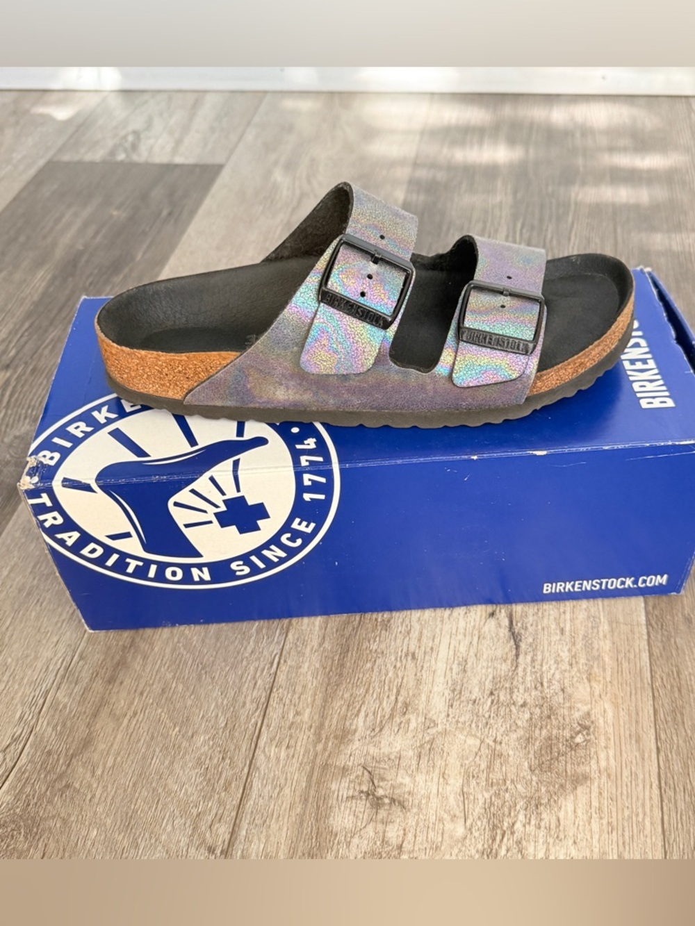 Birkenstock Iridescent Two-Strap Holographic Vegan Sandal